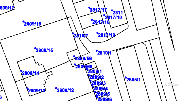 Parcela st. 2810/1 v KÚ Teplice, Katastrální mapa