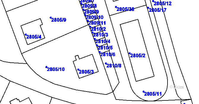 Parcela st. 2810/6 v KÚ Teplice, Katastrální mapa
