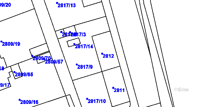 Parcela st. 2812 v KÚ Teplice, Katastrální mapa