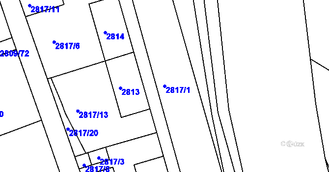 Parcela st. 2817/1 v KÚ Teplice, Katastrální mapa