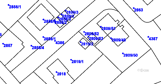 Parcela st. 2819/2 v KÚ Teplice, Katastrální mapa