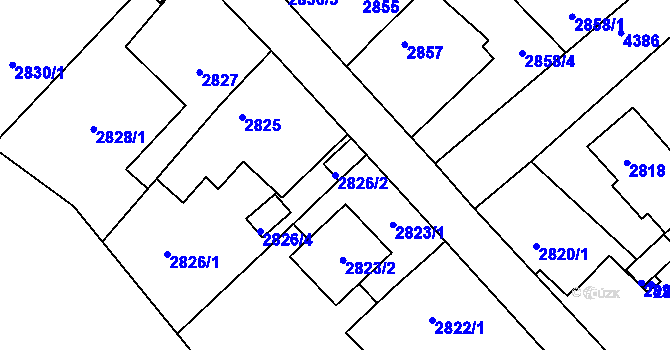 Parcela st. 2826/2 v KÚ Teplice, Katastrální mapa