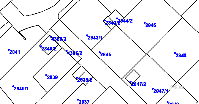 Parcela st. 2845 v KÚ Teplice, Katastrální mapa