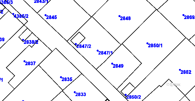 Parcela st. 2847/1 v KÚ Teplice, Katastrální mapa