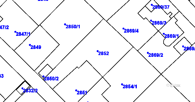 Parcela st. 2852 v KÚ Teplice, Katastrální mapa