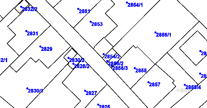 Parcela st. 2854/2 v KÚ Teplice, Katastrální mapa