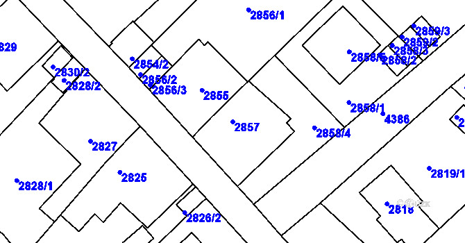 Parcela st. 2857 v KÚ Teplice, Katastrální mapa