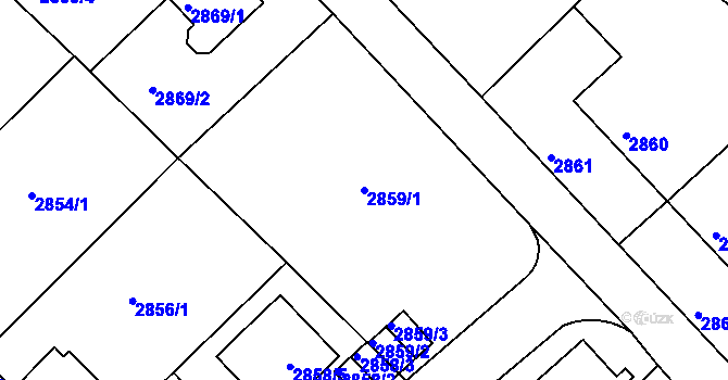 Parcela st. 2859/1 v KÚ Teplice, Katastrální mapa
