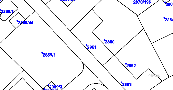 Parcela st. 2861 v KÚ Teplice, Katastrální mapa