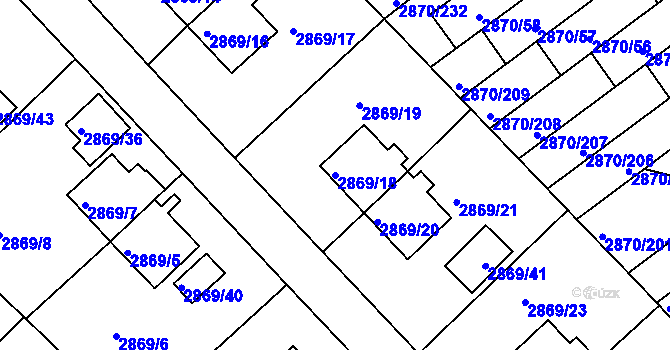 Parcela st. 2869/18 v KÚ Teplice, Katastrální mapa