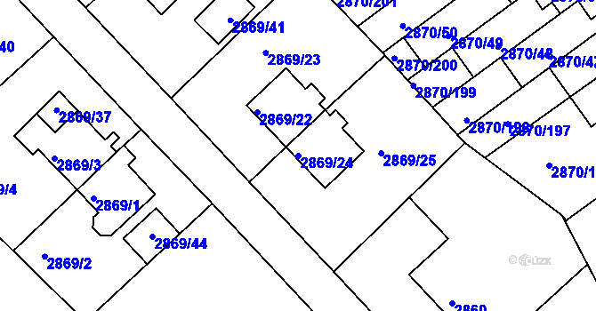 Parcela st. 2869/24 v KÚ Teplice, Katastrální mapa