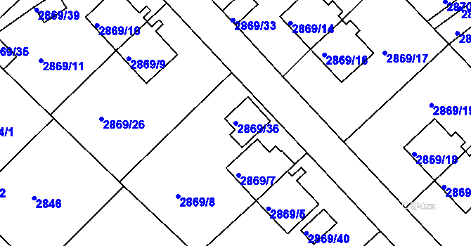 Parcela st. 2869/36 v KÚ Teplice, Katastrální mapa