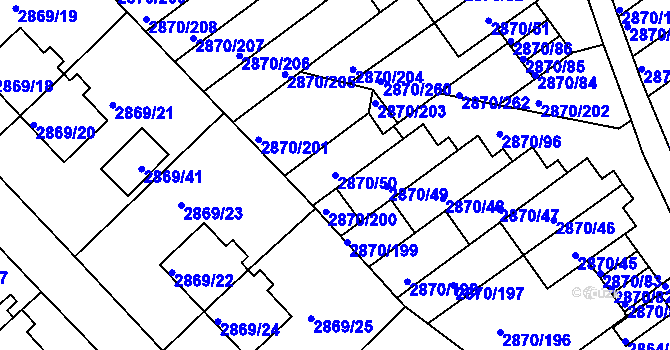 Parcela st. 2870/50 v KÚ Teplice, Katastrální mapa