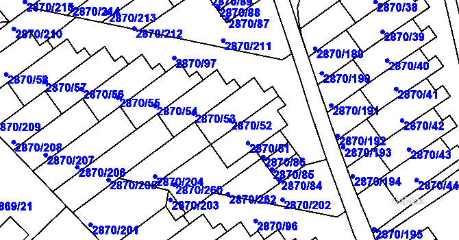 Parcela st. 2870/52 v KÚ Teplice, Katastrální mapa