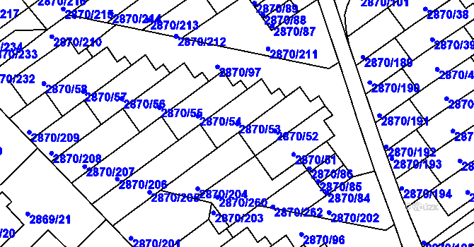 Parcela st. 2870/53 v KÚ Teplice, Katastrální mapa