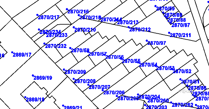 Parcela st. 2870/56 v KÚ Teplice, Katastrální mapa