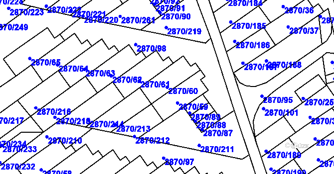 Parcela st. 2870/60 v KÚ Teplice, Katastrální mapa