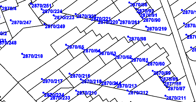 Parcela st. 2870/63 v KÚ Teplice, Katastrální mapa
