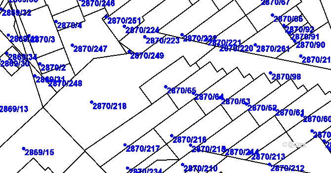 Parcela st. 2870/65 v KÚ Teplice, Katastrální mapa