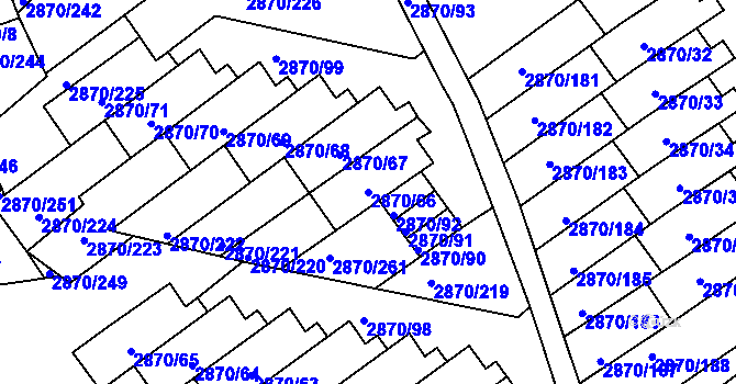 Parcela st. 2870/66 v KÚ Teplice, Katastrální mapa