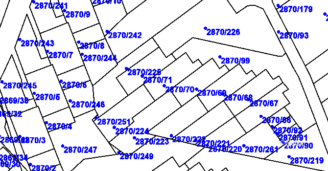 Parcela st. 2870/70 v KÚ Teplice, Katastrální mapa