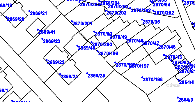Parcela st. 2870/199 v KÚ Teplice, Katastrální mapa