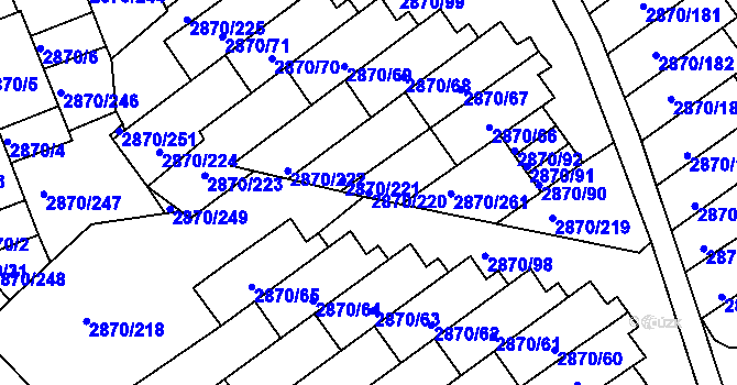 Parcela st. 2870/220 v KÚ Teplice, Katastrální mapa