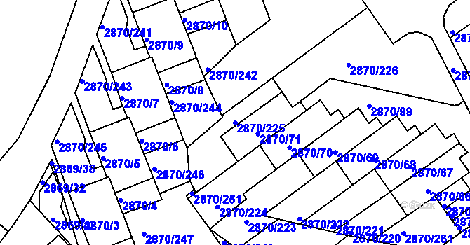 Parcela st. 2870/225 v KÚ Teplice, Katastrální mapa