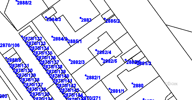 Parcela st. 2882/4 v KÚ Teplice, Katastrální mapa