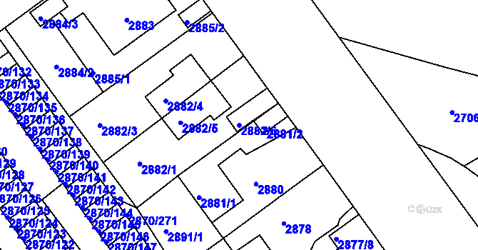 Parcela st. 2882/6 v KÚ Teplice, Katastrální mapa