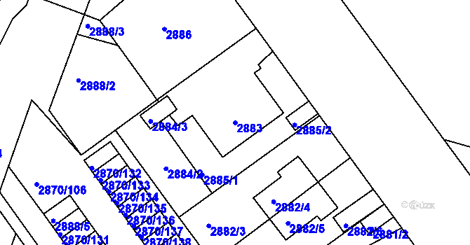 Parcela st. 2883 v KÚ Teplice, Katastrální mapa