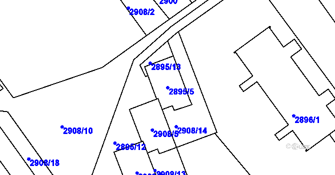 Parcela st. 2895/5 v KÚ Teplice, Katastrální mapa