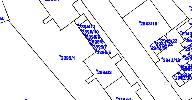 Parcela st. 2895/6 v KÚ Teplice, Katastrální mapa