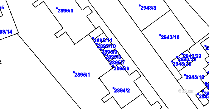 Parcela st. 2895/8 v KÚ Teplice, Katastrální mapa