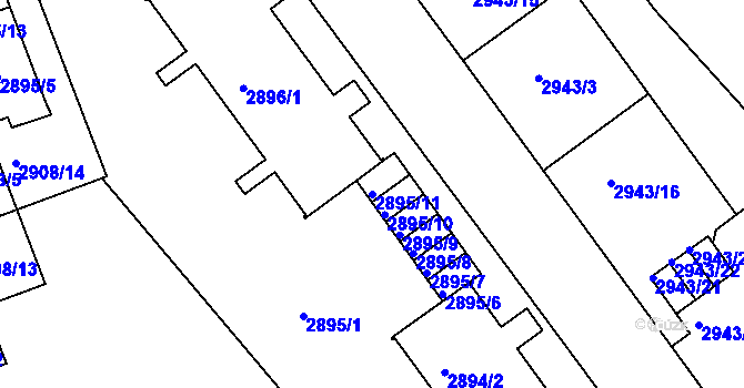 Parcela st. 2895/11 v KÚ Teplice, Katastrální mapa