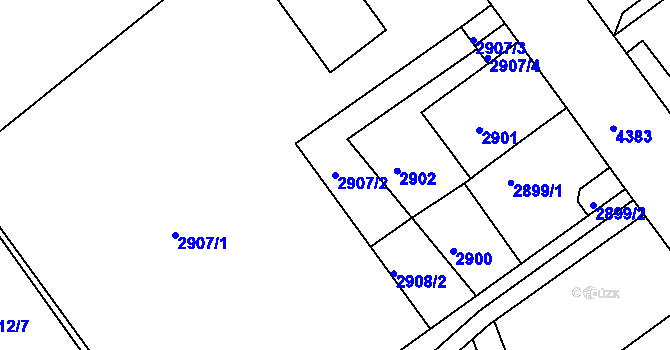 Parcela st. 2907/2 v KÚ Teplice, Katastrální mapa