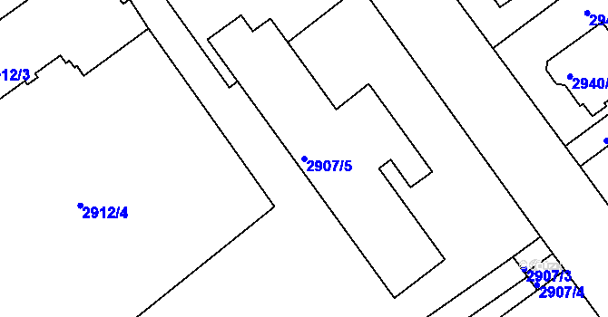 Parcela st. 2907/5 v KÚ Teplice, Katastrální mapa