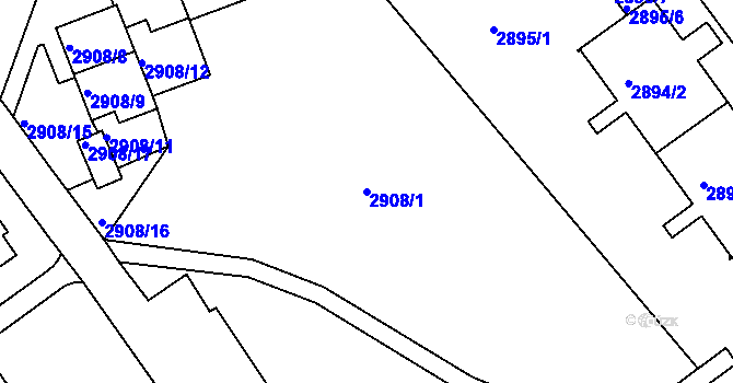 Parcela st. 2908/1 v KÚ Teplice, Katastrální mapa