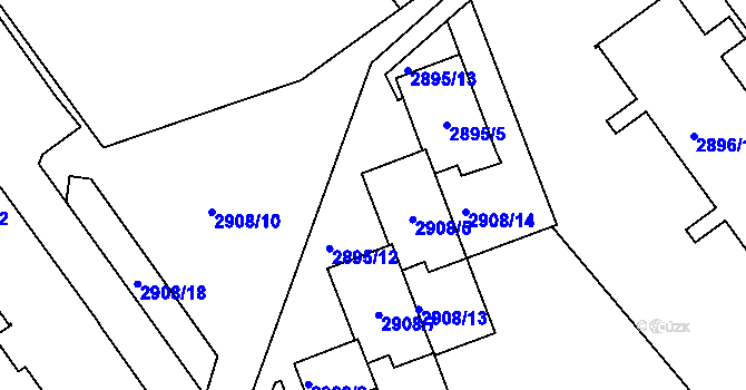 Parcela st. 2908/4 v KÚ Teplice, Katastrální mapa
