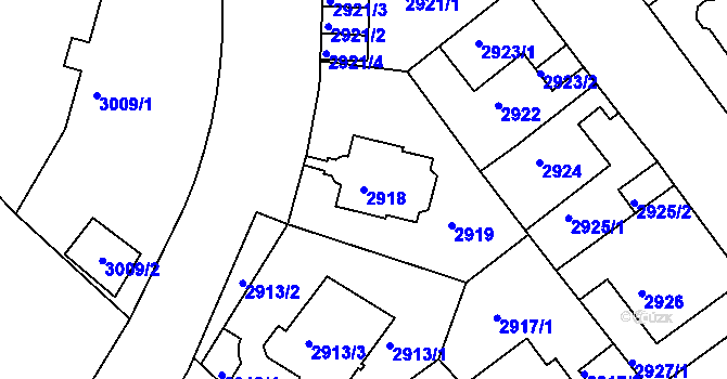 Parcela st. 2918 v KÚ Teplice, Katastrální mapa