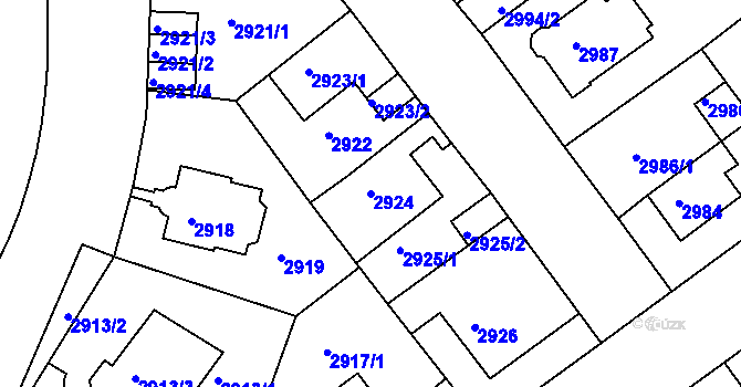 Parcela st. 2924 v KÚ Teplice, Katastrální mapa
