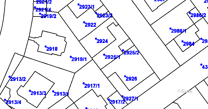 Parcela st. 2925/1 v KÚ Teplice, Katastrální mapa
