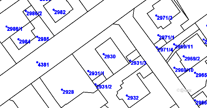 Parcela st. 2930 v KÚ Teplice, Katastrální mapa