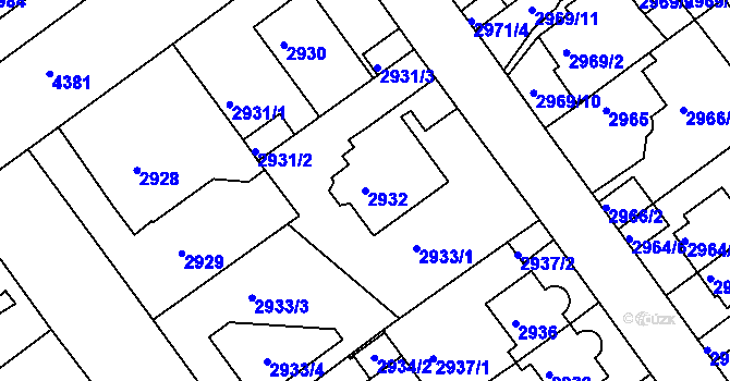 Parcela st. 2932 v KÚ Teplice, Katastrální mapa