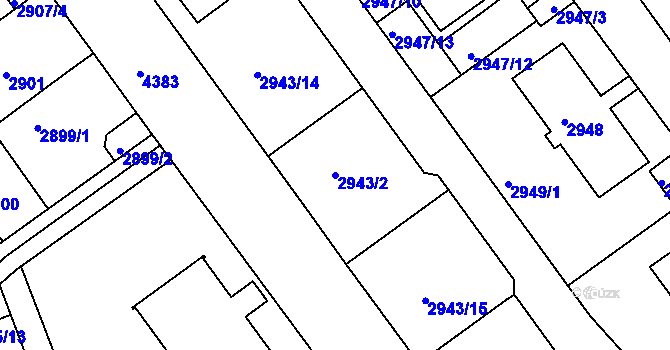 Parcela st. 2943/2 v KÚ Teplice, Katastrální mapa