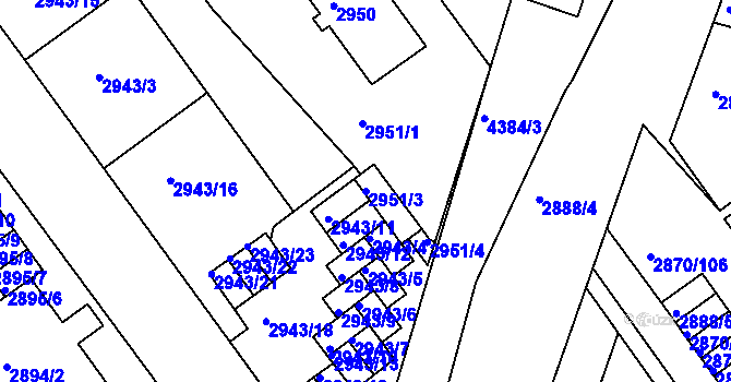 Parcela st. 2951/3 v KÚ Teplice, Katastrální mapa