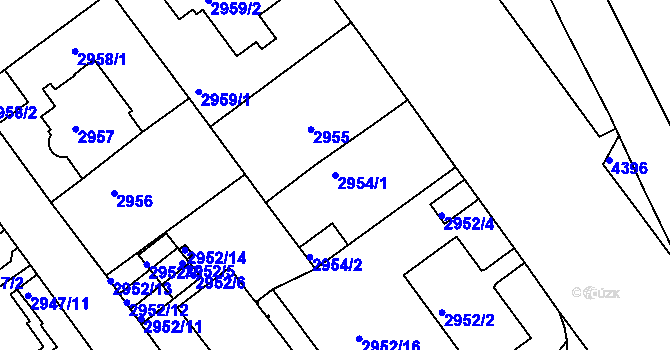 Parcela st. 2954/1 v KÚ Teplice, Katastrální mapa
