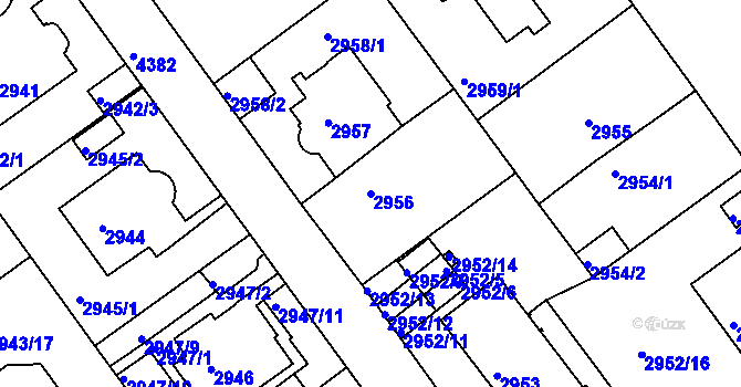Parcela st. 2956 v KÚ Teplice, Katastrální mapa