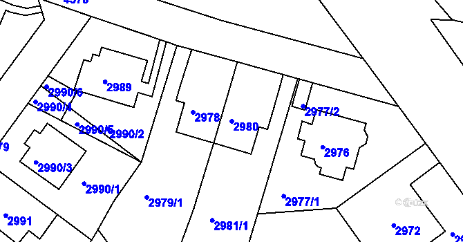 Parcela st. 2980 v KÚ Teplice, Katastrální mapa