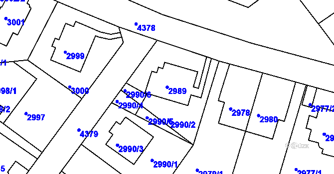 Parcela st. 2989 v KÚ Teplice, Katastrální mapa